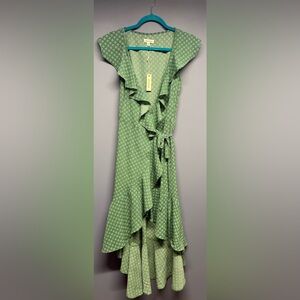 NWT Wrap Dress Max Studio Size XS Green Wedding Guest Dress Summer Dress